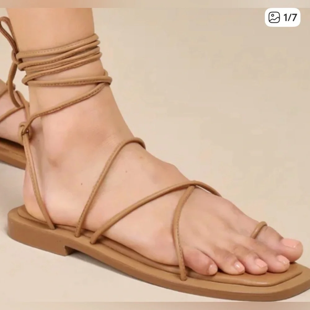 Seychelles Lilac Leather Tie Sandals - Picture 5 of 6